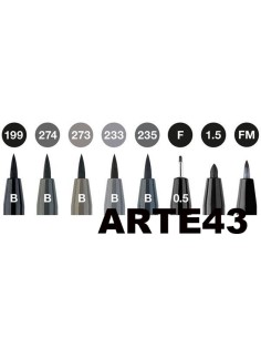 8 Pitt Artist Pens. Black and grey