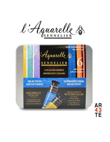 Sennelier caja acuarela iridiscente 6 tubos 10ml