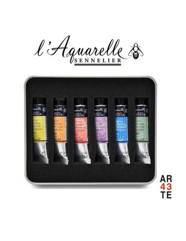 Sennelier caja acuarela iridiscente 6 tubos 10ml