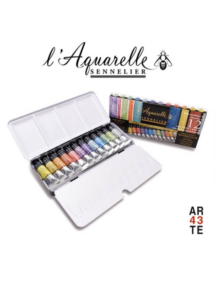 Sennelier caja acuarela iridiscente 12 tubos 10ml