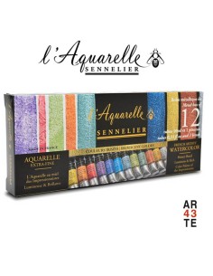 Sennelier caja acuarela iridiscente 12 tubos 10ml 2