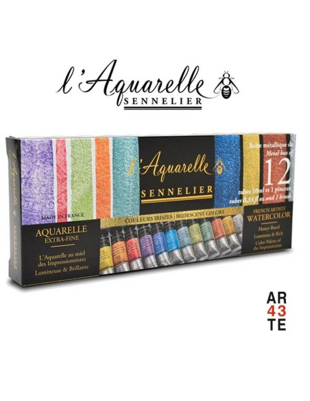 Sennelier caja acuarela iridiscente 12 tubos 10ml