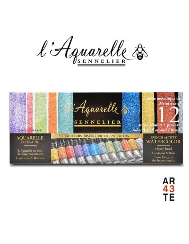 Sennelier caja acuarela iridiscente 12 tubos 10ml