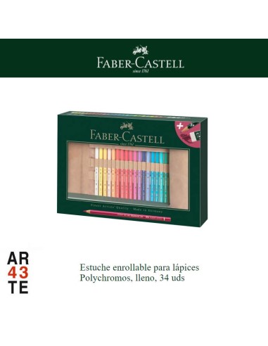 Estuche enrollable para lápices polycromos, lleno, 34 unid.