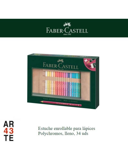 Estuche enrollable para lápices polycromos, lleno, 34 unid.