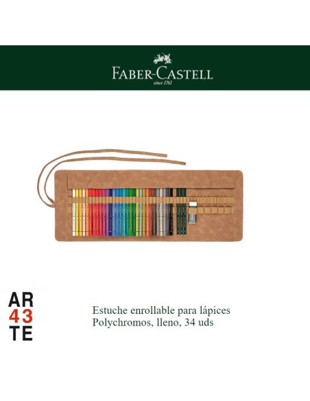 Estuche enrollable para lápices polycromos, lleno, 34 unid.