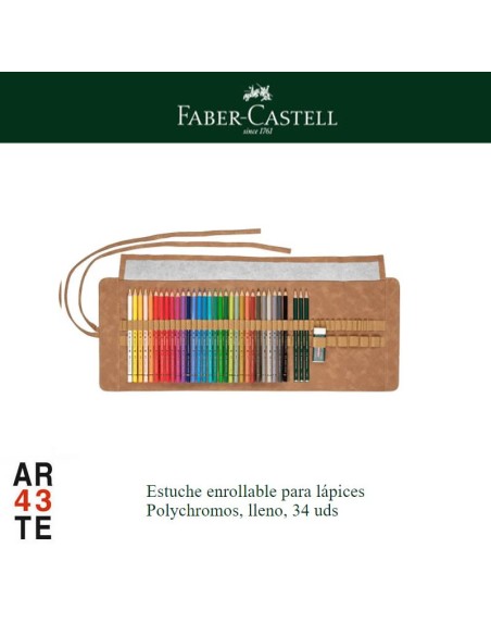Estuche enrollable para lápices polycromos, lleno, 34 unid.